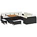 Set Divano da Giardino con cuscino 13 pcs Nero Poly Rattan - Foto miniatura 1