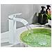 Rubinetto per lavabo da bagno, Blackswan, tipo M161, modello bianco opaco con bocca a cascata, misura 25 cm - Foto miniatura 3