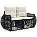 Set Divano da Giardino 14 pcs Nero e Bianco Crema polyrattan - Foto miniatura 5