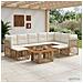 Set Divano da Giardino 10 pz Naturale e Bianco Crema polyrattan - Foto miniatura 6