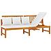 Dormeuse Con Cuscino Crema 200x60x75cm Legno Massello Di Acacia - Foto miniatura 2
