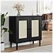 Credenza Senja Aspetto Rattan Nero 80x35x80 Cm Massello Pino - Foto miniatura 6