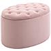 Pouf Contenitore Ovale Imbottito E Trapuntato In Velluto, 71x52x42cm, Rosa - Foto miniatura 1