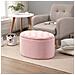 Pouf Contenitore Ovale Imbottito E Trapuntato In Velluto, 71x52x42cm, Rosa - Foto miniatura 2