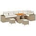 Set Divano da Giardino  9 Pezzi con Cuscini Polyrattan Beige, Set Tavolo da Giardino  3 Pezzi con Cuscini Polyrattan Beige - Foto miniatura 1
