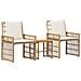 Set di Mobili da Esterno 3 pcs Naturale e Bianco Crema - Foto miniatura 1