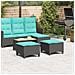 Sgabelli Giardino con Cuscini 2 pz Nero 55x55x36 cm Polyrattan - Foto miniatura 3