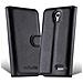 Custodia Compatibile Con Alcatel Onetouch S3 In Nero Carbone - Coperchio Protettiva Con Chiusura Magnetica, Funzione Stand E Tasca Per Le Carte - Foto miniatura 2