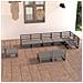 Set Divani Da Giardino 9 Pz Grigio In Legno Massello Di Pino - Foto miniatura 1