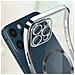 Cover Magsafe Per Iphone 12 Pro Silicone Protezione Camera Bordo Cromato Argento - Foto miniatura 4