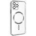 Cover Magsafe Per Iphone 12 Pro Silicone Protezione Camera Bordo Cromato Argento - Foto miniatura 5