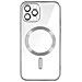 Cover Magsafe Per Iphone 12 Pro Silicone Protezione Camera Bordo Cromato Argento - Foto miniatura 1