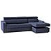 Divano Fisso Mikaela, Divano Ad Angolo, 100% Made In Italy, Sofà Soggiorno Con Chaise Longue, In Tessuto Imbottito - Penisola Contenitore Destra, Con Braccioli Slim, Cm 260x95h85, Blu - Foto miniatura 3
