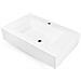 Top Lavabo Sospeso In Materiale Marmo Resina Finitura Asfalto *** Misure : 80x46x15 Cm, Tinta : Bianco - Foto miniatura 1