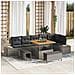 Set Divano da Giardino  9 Pezzi con Cuscini Polyrattan Grigio Acacia, Divano da Giardino  2 Posti con Cuscini Polyrattan Grigio, Set da Pranzo da Giardino  3 Pezzi con Cuscini Polyrattan Grigio Acacia - Foto miniatura 2
