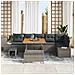 Set Divano da Giardino  9 Pezzi con Cuscini Polyrattan Grigio Acacia, Divano da Giardino  2 Posti con Cuscini Polyrattan Grigio, Set da Pranzo da Giardino  3 Pezzi con Cuscini Polyrattan Grigio Acacia - Foto miniatura 3
