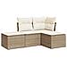 Set Divano da Giardino 4 pz con Cuscini Beige in Polyrattan - Foto miniatura 1