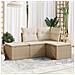 Set Divano da Giardino 4 pz con Cuscini Beige in Polyrattan - Foto miniatura 2