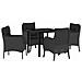 Set da Pranzo per Giardino con cuscino 5 pcs Nero Poly Rattan - Foto miniatura 1