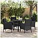 Set da Pranzo per Giardino con cuscino 5 pcs Nero Poly Rattan - Foto miniatura 2