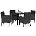 Set da Pranzo per Giardino con cuscino 5 pcs Nero Poly Rattan - Foto miniatura 3