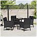 Set da Pranzo per Giardino con cuscino 5 pcs Nero Poly Rattan - Foto miniatura 4