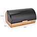 E-6053 Modern Bamboo Bread Box con coperchio in acciaio nero - Foto miniatura 3