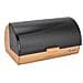 E-6053 Modern Bamboo Bread Box con coperchio in acciaio nero - Foto miniatura 1