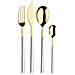 Sushi Anniversary Gold&White - Set 24 Posate in Acciaio Inox oro con Guancette nere | Servizio Completo per 6 Persone (Forchetta, Coltello, Cucchiaio e Cucchiaino) - Foto miniatura 1
