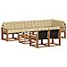 Set di divani da esterno con cuscino 9 pcs Naturale e Beige - Foto miniatura 3
