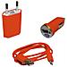 Kit Caricabatterie Accendisigari + Spina + Cavo Microusb Arancio - Foto miniatura 1