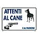 Cartello In Plastica Bianca Attenti Al Cane E Al Padrone 30x20 Cm - Foto miniatura 2