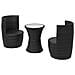 5 Pz Set Mobili Da Esterni In Polyrattan Nero - Foto miniatura 4