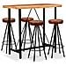 Set da Bar 5 pz in Legno Massello Acacia in Vera Pelle e Tela - Foto miniatura 1