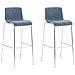 2 Sgabelli Alti HOOVER in Tessuto - Set 2 Sgabelli Bar Design H76 cm I Sedie Sgabello Ergonomiche con Schienale Blu Cromato - Foto miniatura 1