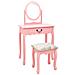 Tavolo Da Trucco Con Sgabello Rosa 65x36x128 Cm Paulownia E Mdf - Foto miniatura 1