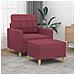 Poltrona Con Poggiapiedi Rosso Vino 60 Cm In Tessuto - Foto miniatura 1