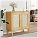 Credenza Senja Aspetto Rattan Marrone 80x35x80 Cm Massello Pino - Foto miniatura 1