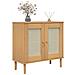 Credenza Senja Aspetto Rattan Marrone 80x35x80 Cm Massello Pino - Foto miniatura 3