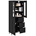 Credenza 2 pcs Rovere Nero Legno Stratificato e Vetro - Foto miniatura 3