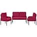 Set divani 3 pcs Rosso Vino 115 x 56 x 80 cm Legno compensato - Foto miniatura 6