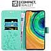 Custodia Compatibile Con Huawei Mate 30 Pro In Turchese Fiore - Coperchio Protettivo In Design Floreale Con Chiusura Magnetica, Funzione Stand E Slot Per Carte - Foto miniatura 3