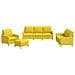 Set Di Divani 4 Pz Con Cuscini Giallo Chiaro In Tessuto - Foto miniatura 2
