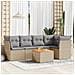 Set Divano da Giardino 6 pz con Cuscini Beige in Polyrattan - Foto miniatura 2