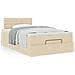 Struttura Letto Pouf con Materasso Crema 120x200 cm in Tessuto - Foto miniatura 4