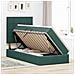 Letto con contenitore e LED Verde Scuro 90 x 190 cm Velluto - Foto miniatura 4