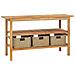 Mobile Vanità Bagno e Lavandini Marmo Nero Legno Massello Teak - Foto miniatura 4