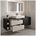 Mobile sottolavabo, Nero, 160 cm, Con piano d'appoggio, 2 cassetti, MDF, Con 2 ante, Ripiano integrato, MODERNO - Foto miniatura 3
