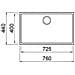 Lavello Quadra 130 Keratek Plus Sottotop 76x44 cm 1 vasca Colore Dove Grey 93 - Foto miniatura 2