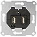 2 Scomparti Frutto Presa Usb Alluminio - Foto miniatura 1